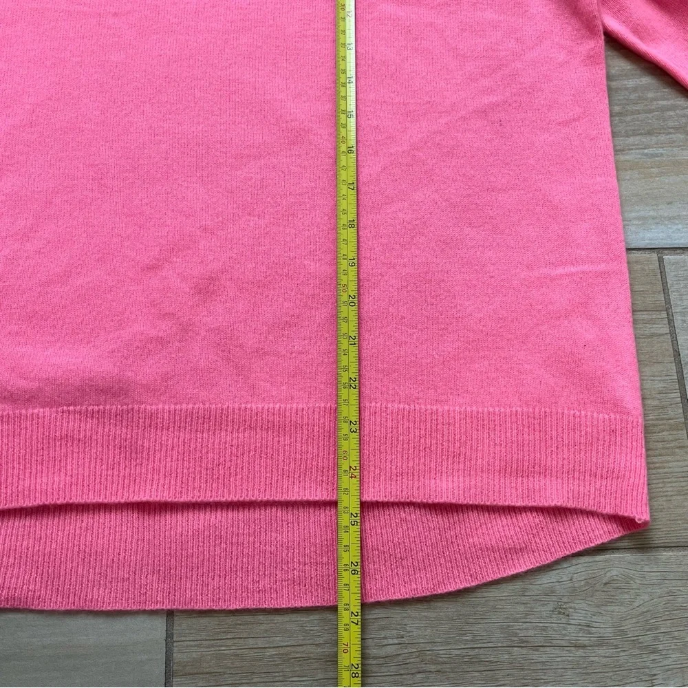 Pink 100% Cashmere Sweater Large Soft Pullover Easter NWT Spring Luxury Drop Hem - Picture 7 of 11
